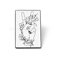 Rectangle Tarot Card Enamel Pin, Electrophoresis Black Alloy Brooch for Backpack Clothes, Flower Pattern, 39x25x1.5mm, Pin: 1mm(JEWB-P015-B01)