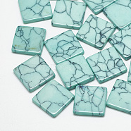 Synthetic Turquoise Cabochons, Dyed, Square, Pale Turquoise, 12x12x2mm(TURQ-S290-41B-02)