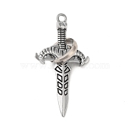 Alloy Enamel Big Pendants, Sword Charm, Antique Silver, 55x28.5x17mm, Hole: 2.5mm(FIND-A042-28B-AS)