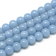 Natural Angelite Beads Strands, Anhydrite Beads, Round, 8mm, Hole: 1mm, about 50pcs/strand, 15.7 inch(39.8cm)(G-S264-13-8mm)