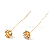 Brass Micro Pave Clear Cubic Zirconia Flower Head Pins, Golden, 50mm, Pin: 21 Gauge(0.7mm), Flower: 8mm in diameter(FIND-B009-06G)