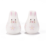 Handmade Porcelain Beads, Famille Rose Porcelain, Rabbit, Pearl Pink, 21x13.5x14.5mm, Hole: 1.8mm(X-PORC-D018-03A)