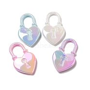 UV Plating Acrylic Pendants, Lock, Mixed Color, 44x27x6mm(PACR-C006-12)