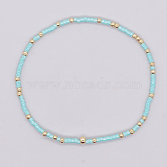 Bohemian Style Rainbow Glass & Brass Beaded Handmade Fashion Women's Bracelet(QD2599-14)