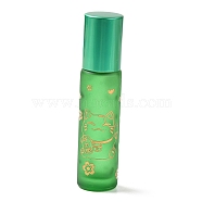 Glass Roller Bottles, with Lid and Glass Roller Balls, Refillable Bottles, Column with Fortune Cat Pattern & Chinese Character, Light Green, 2x8.6cm, Hole: 9.5mm, Capacity: 10ml(0.34fl. oz)(MRMJ-M002-04A-05)