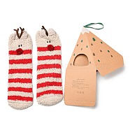 Coral Velvet Knitting Socks, Cartoon Crew Socks, Winter Warm Thermal Socks, Deer, 250mm(COHT-PW0003-02-24)