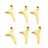 Vacuum Plating 304 Stainless Steel Charms, Laser Cut, Dolphin Fishtail, Golden, 13x8x1mm, Hole: 1.4mm(STAS-N092-28G)