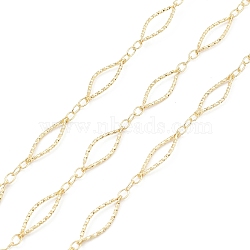 Brass Horse Eye Link Chains, Unwelded, with Spool, Real 18K Gold Plated, 3.5x2.5x0.4mm, 18x6x1mm(CHC-M025-55G)