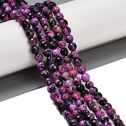 Natural Fire Crackle Agate Beads Strands, Dyed & Heated, Round, Faceted, Camellia, 5.5~6mm, Hole: 1mm, about 66pcs/strand, 14.37''~14.57''(36.5~37cm)(G-C082-A01-41)