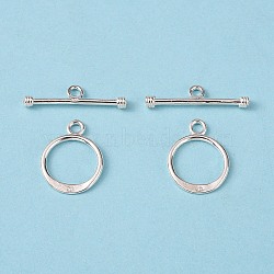 Sterling Silver Toggle Clasps, Ring: 16x12mm, Bar: 21x6mm, Hole: 2mm(X-STER-A008-37)