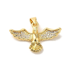 Rack Plating Brass Micro Pave Clear Cubic Zirconia Pendants, Long-Lasting Plated, Cadmium Free & Lead Free, Bird, Real 18K Gold Plated, 16.5x26.5x5.5mm, Hole: 3.5x3mm(KK-C047-20D-G)