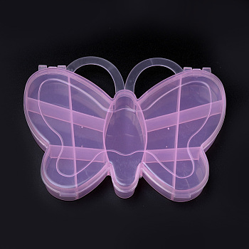 Butterfly Plastic Bead Storage Containers, 13 Compartments, Pink, 11.2x13.8x1.9cm