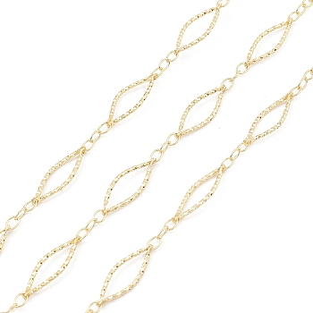 Brass Horse Eye Link Chains, Unwelded, with Spool, Real 18K Gold Plated, 3.5x2.5x0.4mm, 18x6x1mm