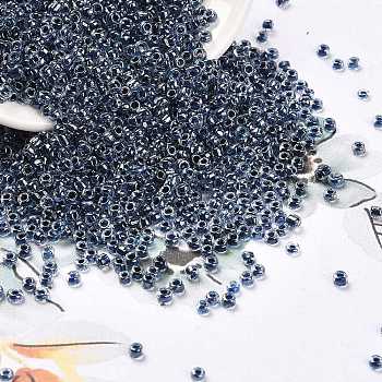 12/0 Glass Seed Beads, Transparent Inside Colours Luster, Round Hole, Round, Prussian Blue, 2~2.5x1.5~2mm, Hole: 0.9mm