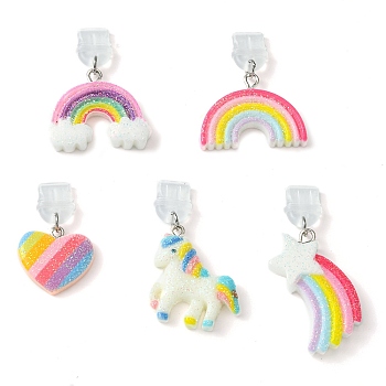 PVC Mobile Anti-Dust Plugs, with Resin Pendants, for USB Type C Port Cover, Rainbow/Heart/Unicorn, Mixed Color, 2.85~4.3cm