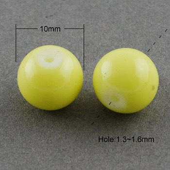 Painted Glass Bead Strands, Baking Paint, Round, Champagne Yellow, 10mm, Hole: 1.3~1.6mm, about 80pcs/strand, 31.4 inch