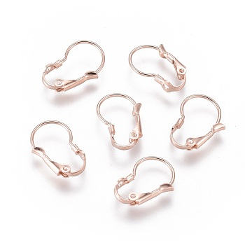304 Stainless Steel Leverback Earring Findings, Rose Gold, 16.5x10x3.5mm, Pin: 0.8mm