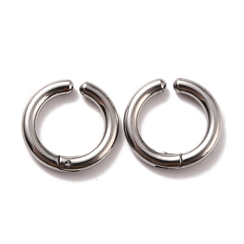 304 Stainless Steel Clip-on Earrings, Hypoallergenic Earrings, Ring, Stainless Steel Color, 15x2.5mm