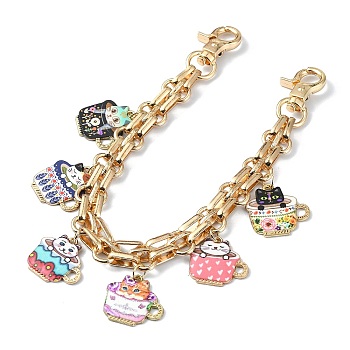 Enamel Cat Bag Chains Strap, Light Gold Tone Alloy Purse Chains, for Bag Replacement Accessories, Colorful, 25.9cm