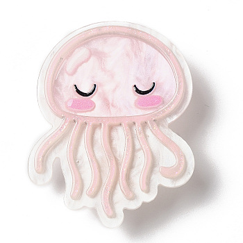 Ocean Theme Jellyfish Acrylic Alligator Hair Clips, Hair Accessories for Girls Women, Pink, 49.5x39.5x13mm