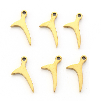 Vacuum Plating 304 Stainless Steel Charms, Laser Cut, Dolphin Fishtail, Golden, 13x8x1mm, Hole: 1.4mm