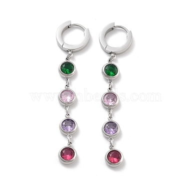 Colorful Flat Round 304 Stainless Steel Earrings