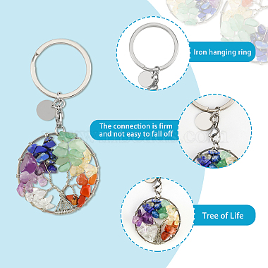 4Pcs 2 Style Natural Mixed Stone Keychains(KEYC-FH0001-13)-4