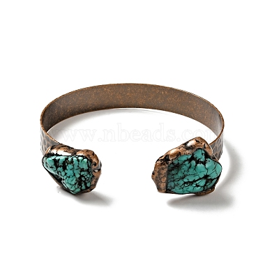 Natural Turquoise Irregular Nugget Open Cuff Bangle(G-D468-12R)-2