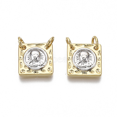 Real 18K Gold Plated Square Brass Charms