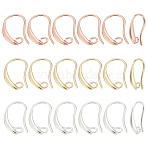 18Pcs 3 Colors Brass Earring Hooks, with Horizontal Loop, Lead Free & Nickel Free & Cadmium Free, Real 18K Gold Plated, 19x10x2mm, Hole: 2mm, 18 Gauge, Pin: 1mm, 6pcs/color(KK-LP0001-54)