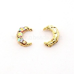 Alloy Rhinestone Cabochons, Moon, for Nail Art Studs and Nail Art Decoartion Accessories, Golden, Crystal AB, 10x7x2.3mm(MRMJ-WH0072-99A-02)