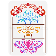 Plastic Drawing Painting Stencils Templates, for Painting on Scrapbook Fabric Tiles Floor Furniture Wood, Rectangle, Butterfly Farm, 29.7x21cm(DIY-WH0396-365)