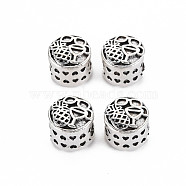Tibetan Style Alloy European Beads Settings for Enamel, Cadmium Free & Lead Free, Flat Round, Antique Silver, 11x10.5x9mm, Hole: 4.5mm, about 240pcs/1000g(TIBEB-N007-026)