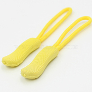 Garment Accessories, Plastic Zipper Puller With Strap, Yellow, 60~64mm(KY-WH0008-A11)