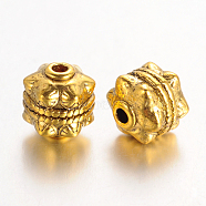 Tibetan Style Beads, Lead Free and Cadmium Free, Round, Antique Golden, 10x10mm, Hole: 2mm(X-GLF0749Y)