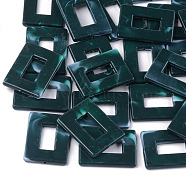 Acrylic Pendants, Imitation Gemstone Style, Rectangle, Dark Green, 40x30x4mm, Hole: 1.5mm(OACR-S024-51F)