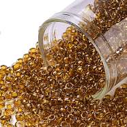 TOHO Round Seed Beads, Japanese Seed Beads, (2156) Inside Color Crystal/Golden Amber, 8/0, 3mm, Hole: 1mm, about 10000pcs/pound(SEED-TR08-2156)