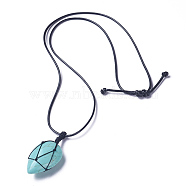 Synthetic Turquoise Beaded Pendant Necklaces, Adjustable, with Waxed Cord, teardrop, 18.1~29.9 inch(46~76cm), 2mm(NJEW-G324-B01)