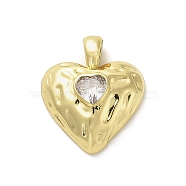 Rack Plating Brass Micro Pave Clear Cubic Zirconia Pendants, Cadmium Free & Lead Free,  Long-Lasting Plated, Heart, Real 18K Gold Plated, 19.5x17x5.5mm, Hole: 4x2.5mm(KK-M276-04G)