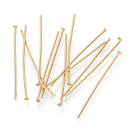 304 Stainless Steel Flat Head Pins, Real 16K Gold Plated, 25x0.7mm, 21 Gauge, Head: 1.5mm(X-STAS-R046-25mm-G)