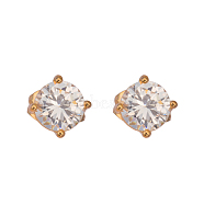 Real 18K Gold Plated Adorable Design Brass Cubic Zirconia Stud Earrings, Clear, 5x5mm(EJEW-EE0001-171B)