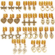 33Pcs 11 Styles Alloy Hair Braid Pendant, Hair Clips Dreadlock Braid Charms Accessories for Women and Girls, Dragonfly & Cross & Heart, Mixed Patterns, 20.5~37mm, Hole: 8mm, Pendant: 12~29x7~17x1.5~2mm, 3pcs/style(OHAR-CP0001-14)