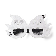Halloween Plastic & Non-woven Fabric Glitter Glasses Frames, for Halloween Party Costume Decoration Accessories, Ghost, 95x185x29mm(AJEW-E053-01F)