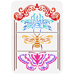 Plastic Drawing Painting Stencils Templates, for Painting on Scrapbook Fabric Tiles Floor Furniture Wood, Rectangle, Butterfly Farm, 29.7x21cm(DIY-WH0396-365)