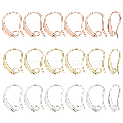 18Pcs 3 Colors Brass Earring Hooks, with Horizontal Loop, Lead Free & Nickel Free & Cadmium Free, Real 18K Gold Plated, 19x10x2mm, Hole: 2mm, 18 Gauge, Pin: 1mm, 6pcs/color(KK-LP0001-54)