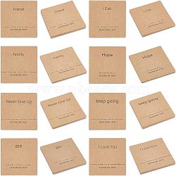 80Pcs 8 Patterns Paper Necklace Display Cards, Square with Word Pattern, Word, 8x8x0.04cm, 10pcs/pattern(DIY-FG0001-82)
