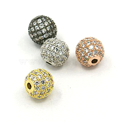 Brass Cubic Zirconia Beads, Round, Mixed Color, 6mm, Hole: 1.5mm(ZIRC-F001-02-6MM)