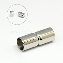 304 Stainless Steel Magnetic Clasps with Glue-in Ends, Column, 18mm, Hole: 6mm(STAS-K006-29C)