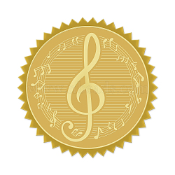 Self Adhesive Gold Foil Embossed Stickers, Medal Decoration Sticker, Musical Note Pattern, 5x5cm(DIY-WH0211-032)