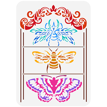 Plastic Drawing Painting Stencils Templates, for Painting on Scrapbook Fabric Tiles Floor Furniture Wood, Rectangle, Butterfly Farm, 29.7x21cm